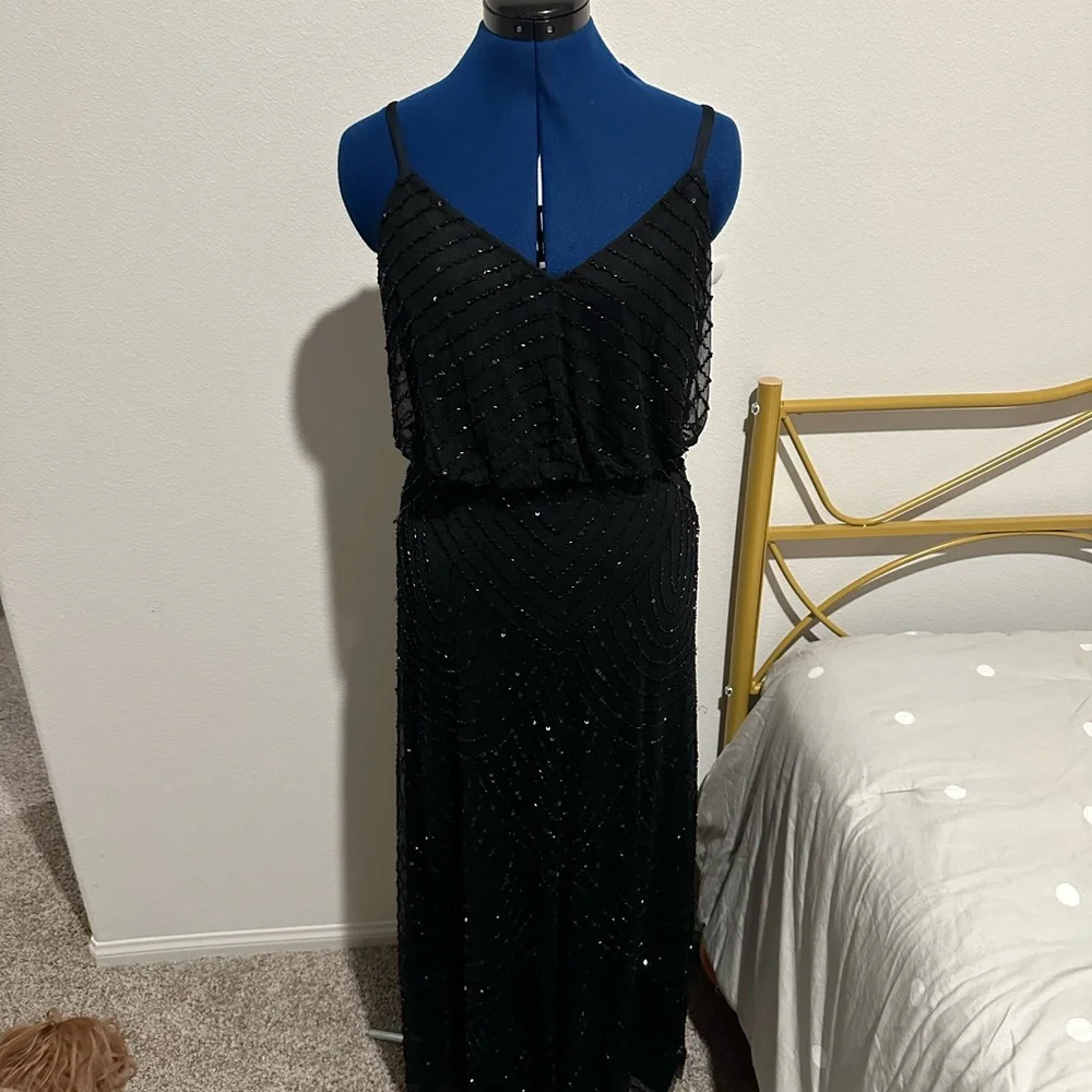 Adrianna Papell Black Sequin Gown - Picture 2 of 8